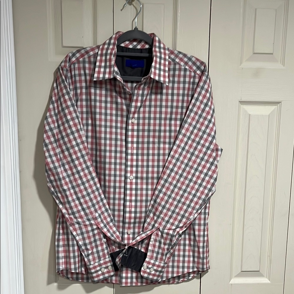 Men's Checkered Shirt - Red and Gray